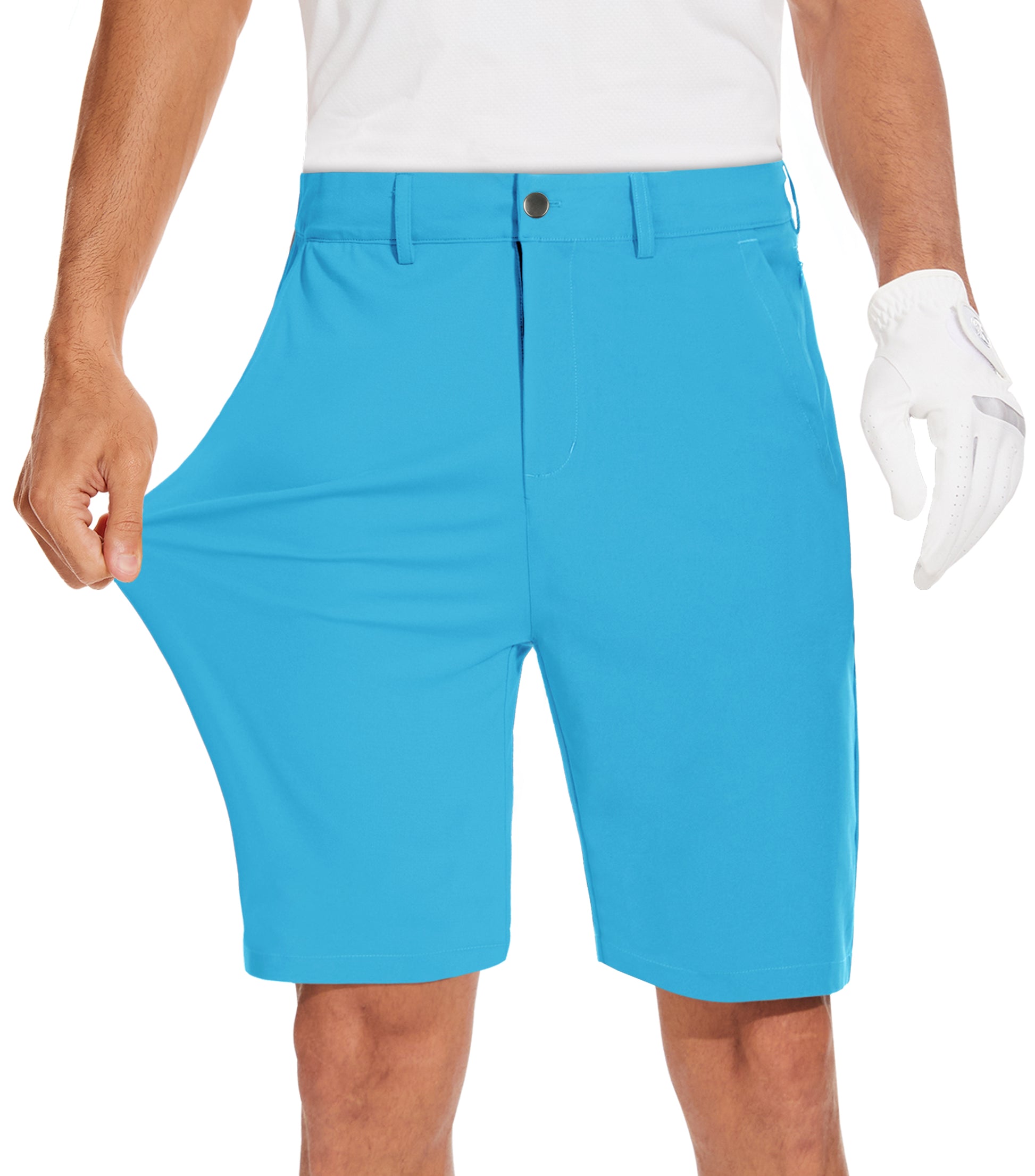 JWM Mens 9" Stretch Golf Shorts - Lightweight Hybrid Casual Dress Work Flat Front Shorts with 5 Pockets Quick Dry UPF50