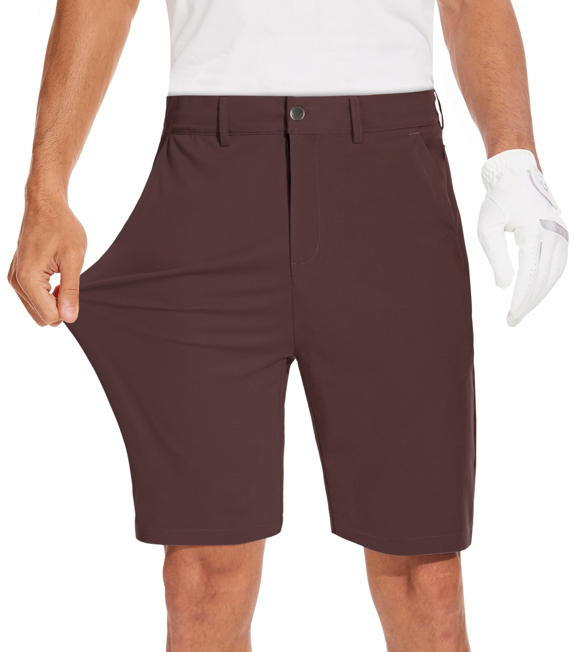 JWM Mens 9" Stretch Golf Shorts - Lightweight Hybrid Casual Dress Work Flat Front Shorts with 5 Pockets Quick Dry UPF50