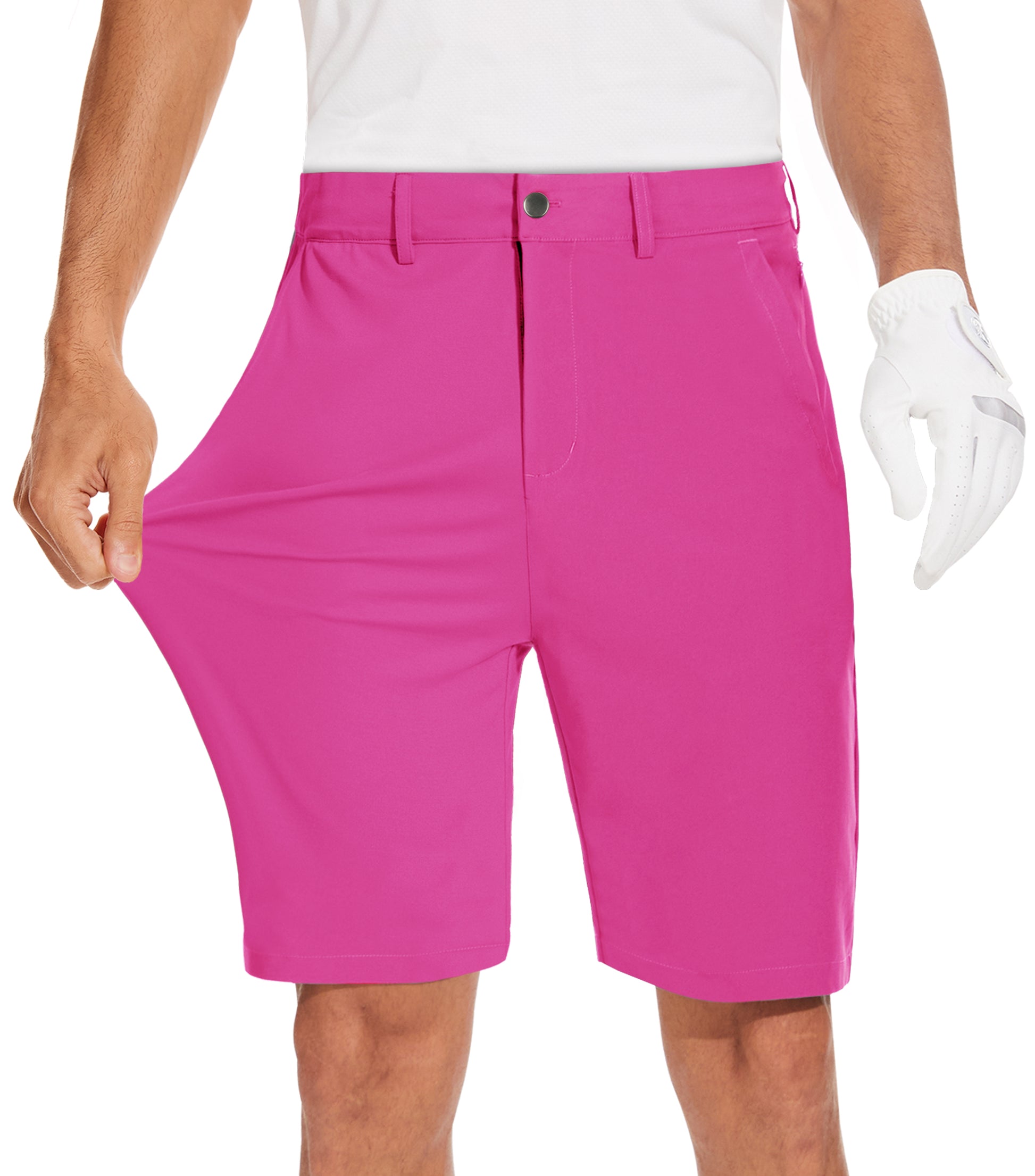 JWM Mens 9" Stretch Golf Shorts - Lightweight Hybrid Casual Dress Work Flat Front Shorts with 5 Pockets Quick Dry UPF50
