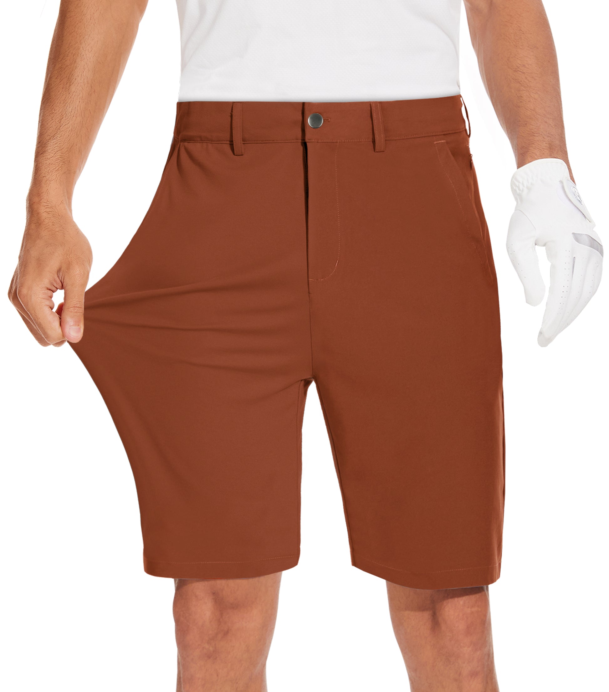 JWM Mens 9" Stretch Golf Shorts - Lightweight Hybrid Casual Dress Work Flat Front Shorts with 5 Pockets Quick Dry UPF50