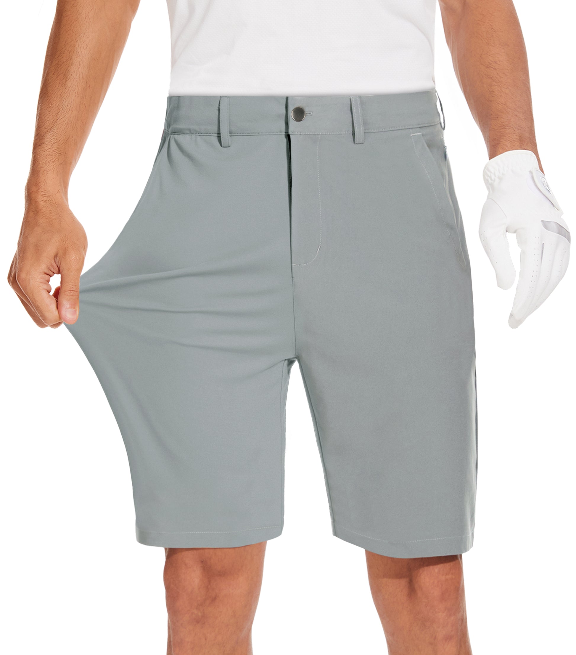 JWM Mens 9" Stretch Golf Shorts - Lightweight Hybrid Casual Dress Work Flat Front Shorts with 5 Pockets Quick Dry UPF50