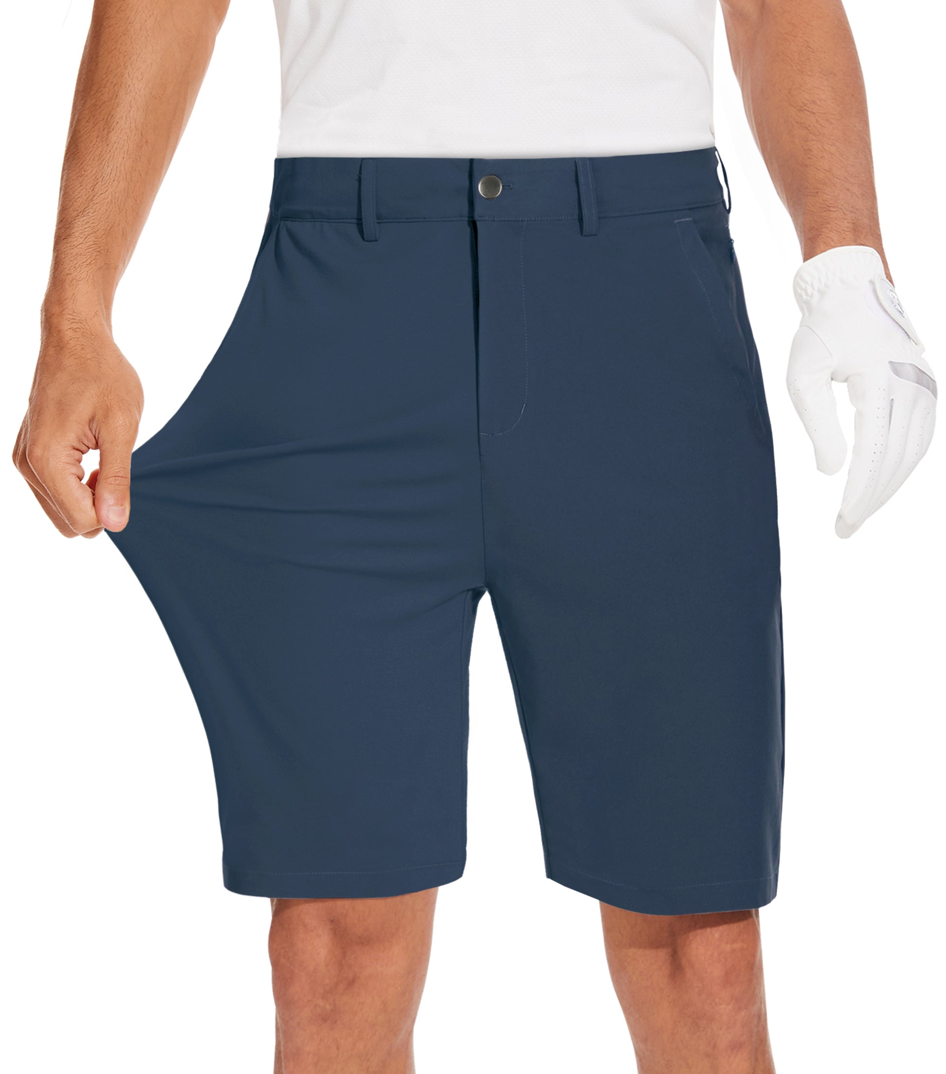 JWM Mens 9" Stretch Golf Shorts - Lightweight Hybrid Casual Dress Work Flat Front Shorts with 5 Pockets Quick Dry UPF50