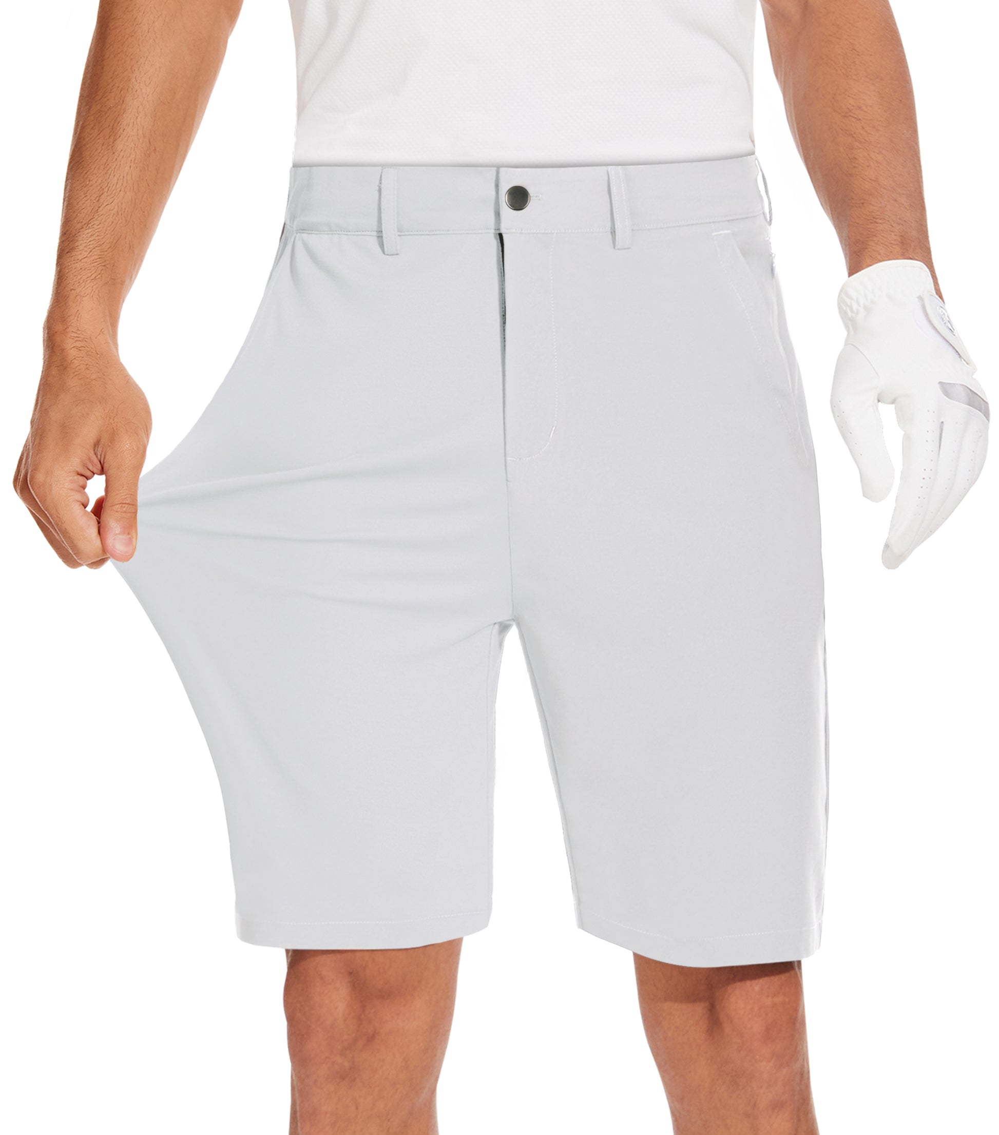 JWM Mens 9" Stretch Golf Shorts - Lightweight Hybrid Casual Dress Work Flat Front Shorts with 5 Pockets Quick Dry UPF50
