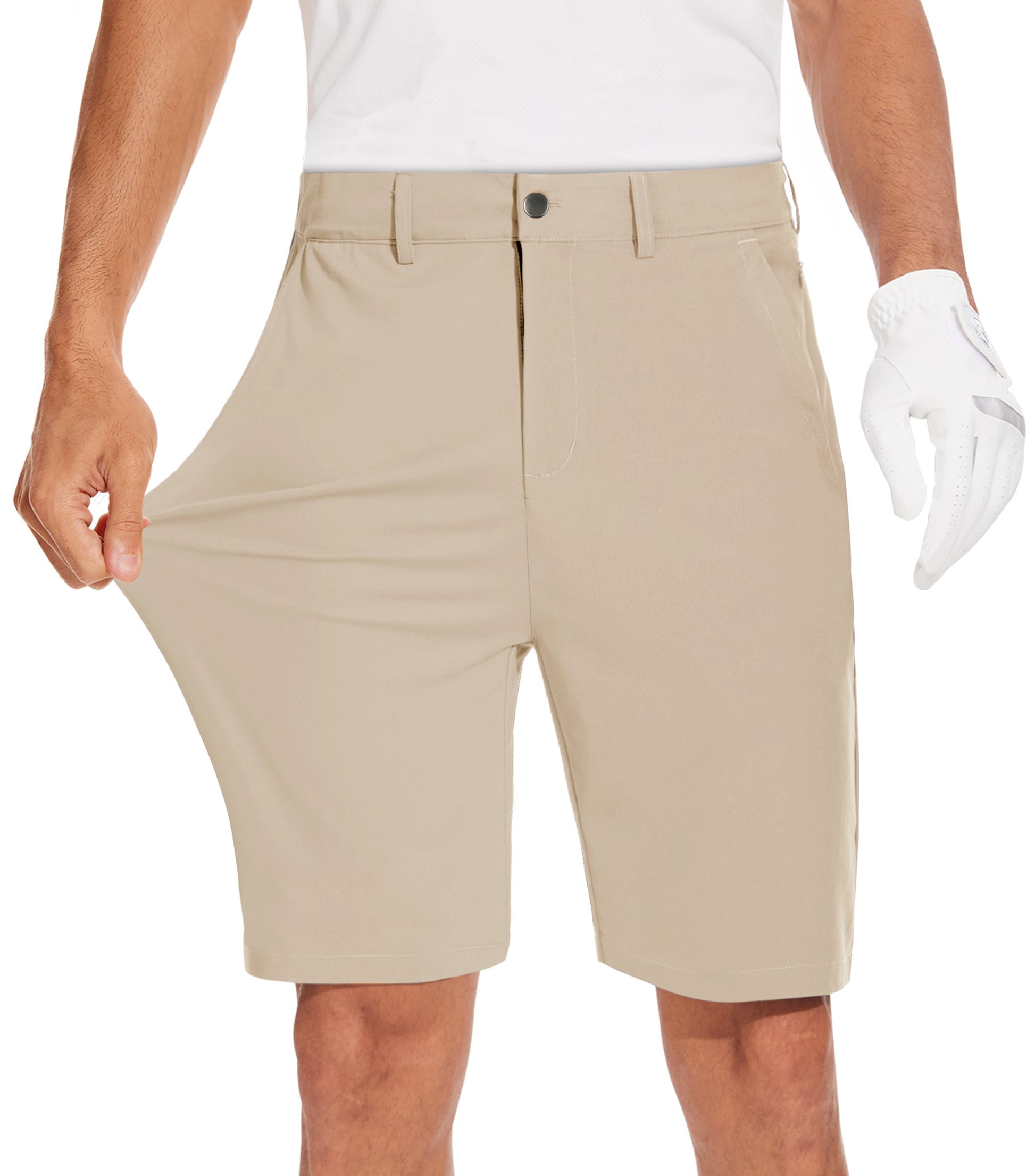 JWM Mens 9" Stretch Golf Shorts - Lightweight Hybrid Casual Dress Work Flat Front Shorts with 5 Pockets Quick Dry UPF50