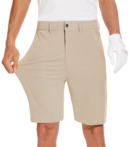 JWM Mens 9" Stretch Golf Shorts - Lightweight Hybrid Casual Dress Work Flat Front Shorts with 5 Pockets Quick Dry UPF50