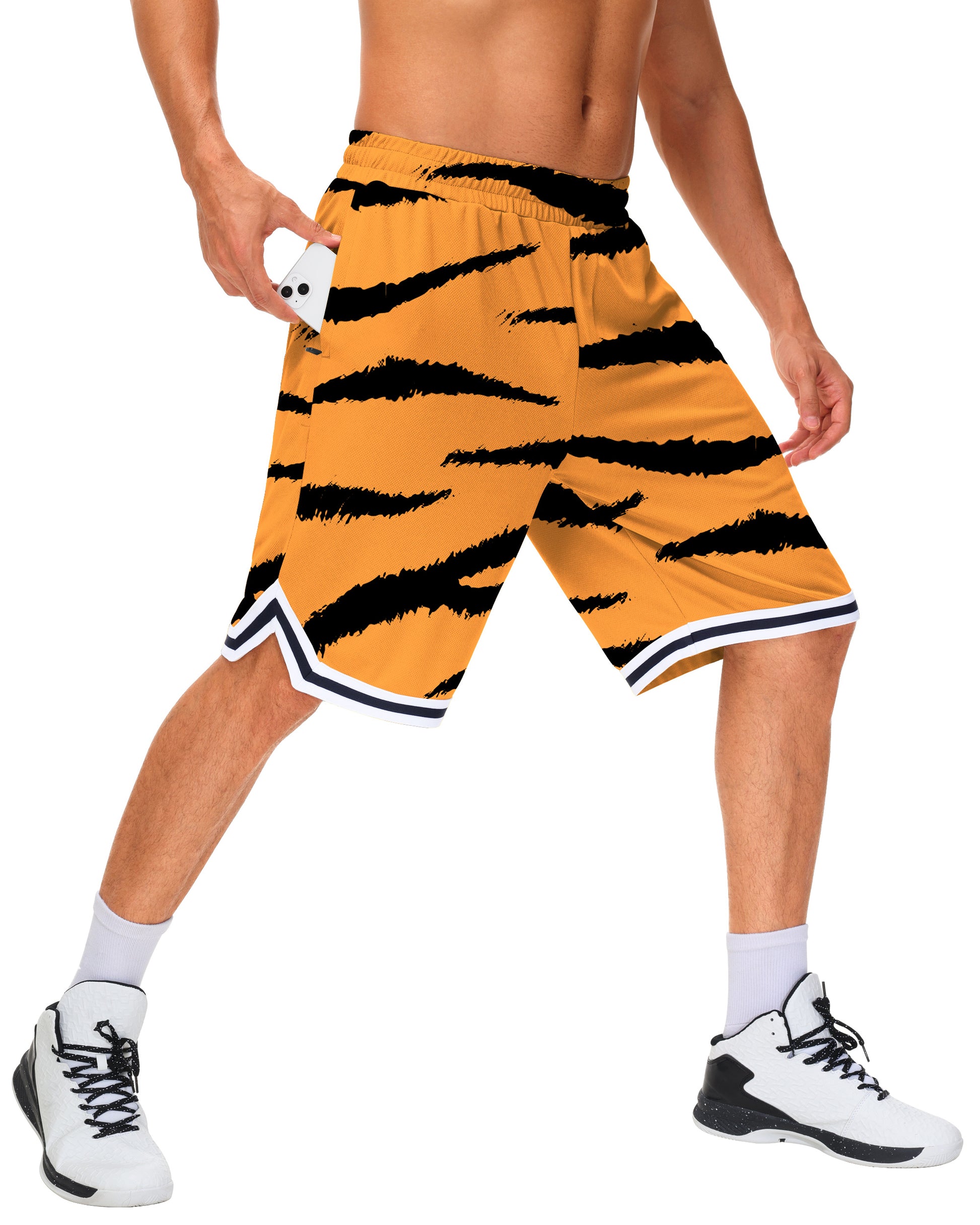 JWM Mens Long Basketball Shorts with Zip Pockets - 11" Mesh Athletic Gym Workout Sport Shorts Quick Dry Lightweight