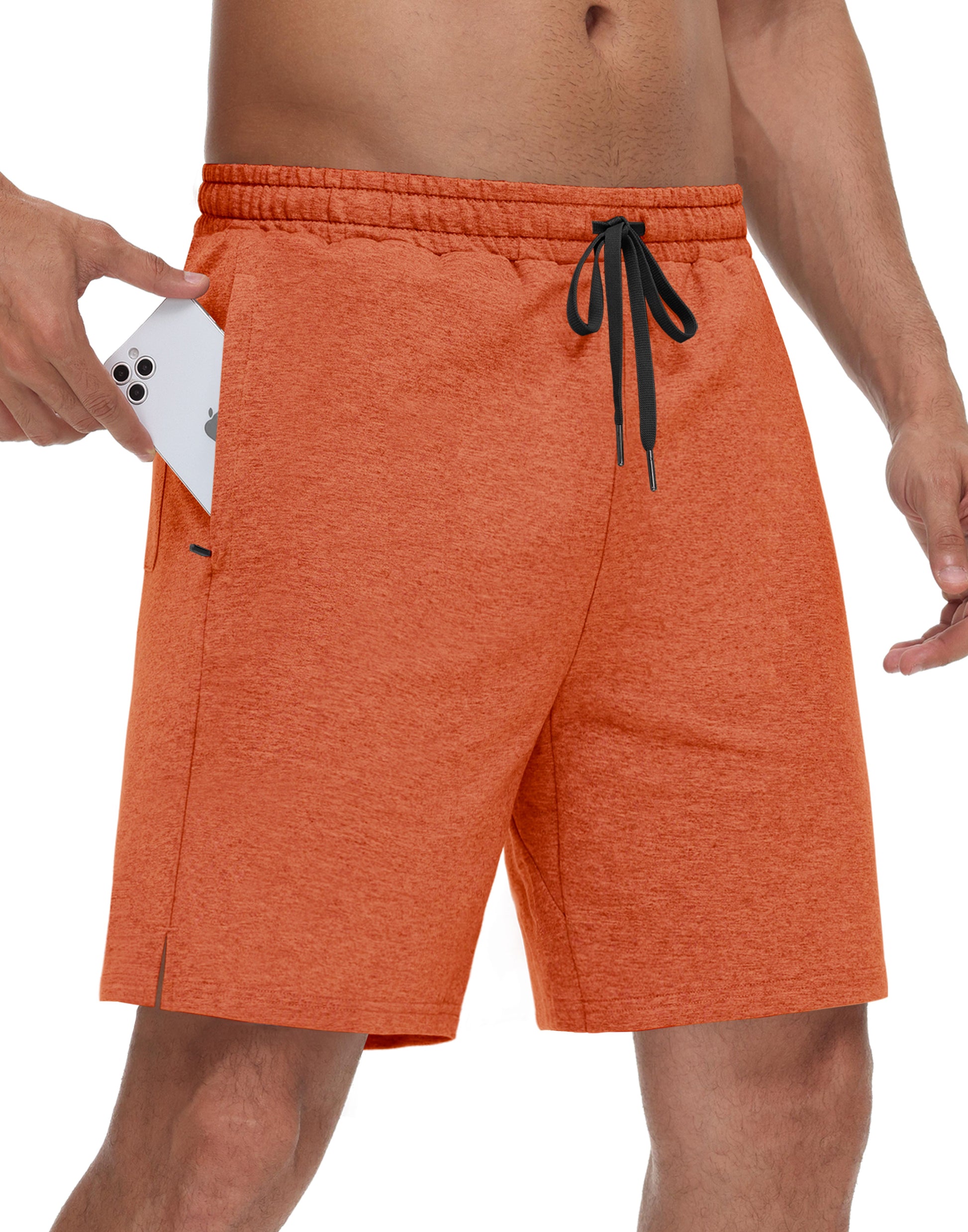 JWM Men's 7" Sweat Shorts - Cotton Above Knee Comfy Soft Casual Lounge Gym Workout Fleece Summer Shorts with Zipped Pockets